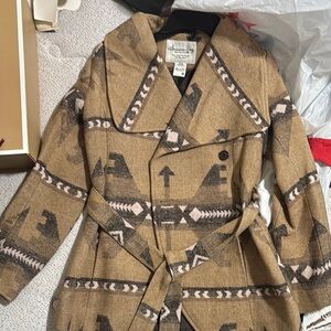 Tan Patterned Wool Coat